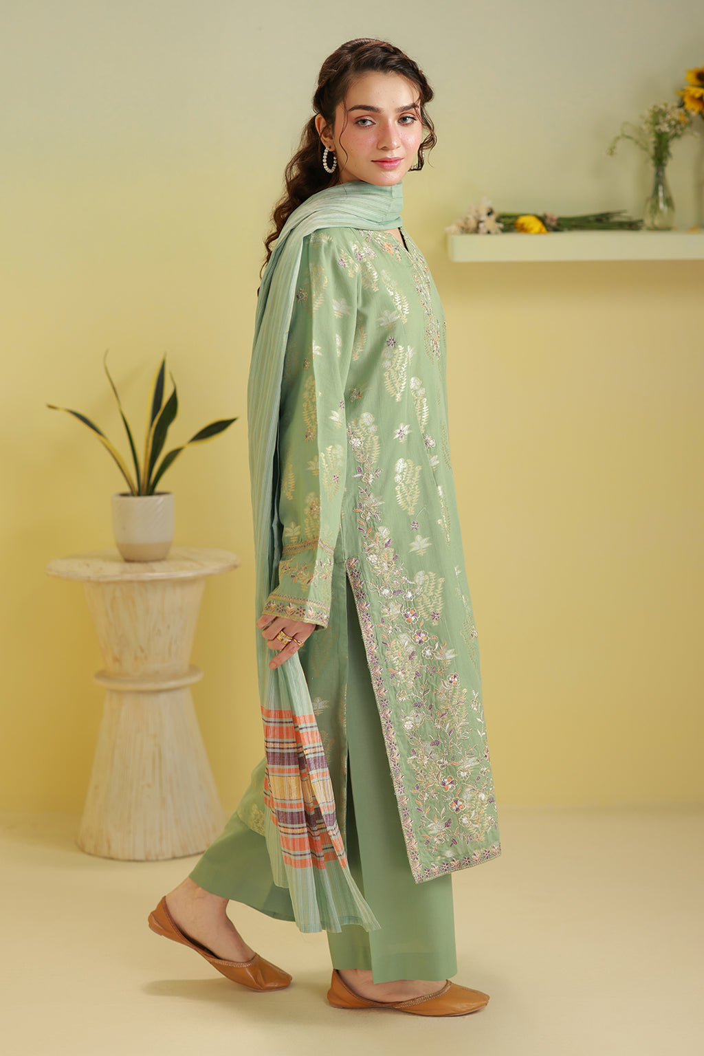 Embroidered Kurta Dupatta Trouser - 2525