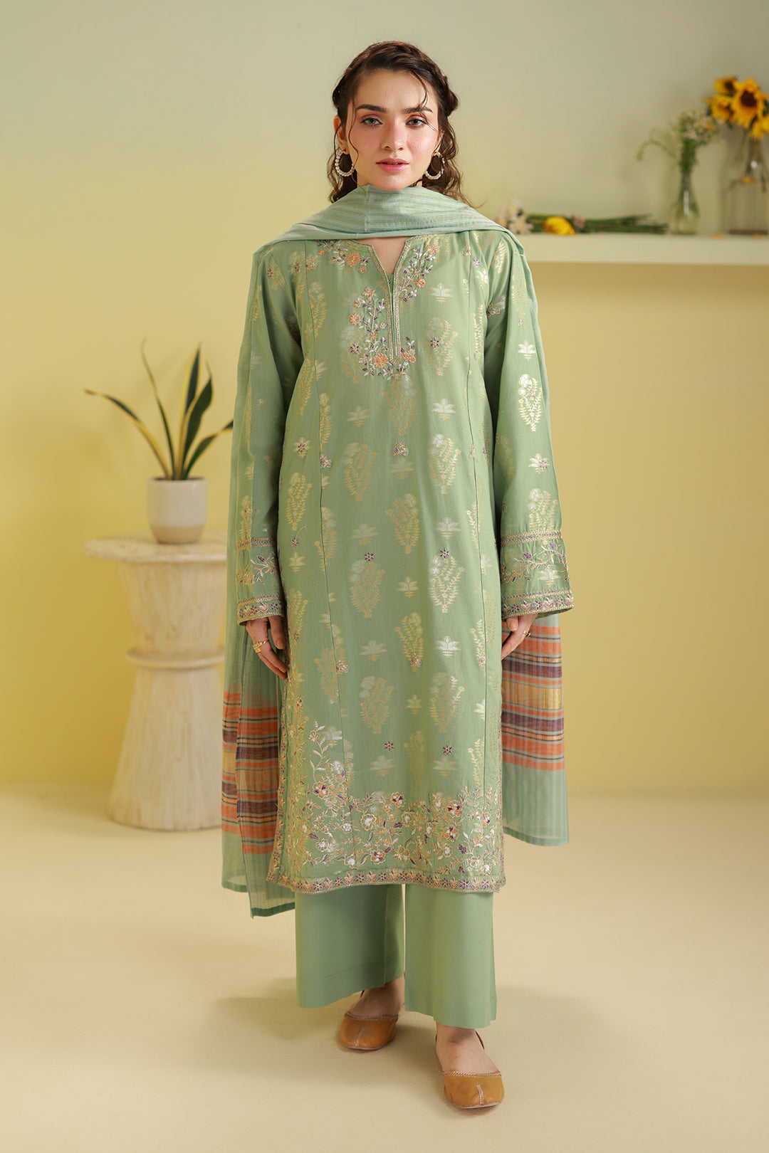 Embroidered Kurta Dupatta Trouser - 2525