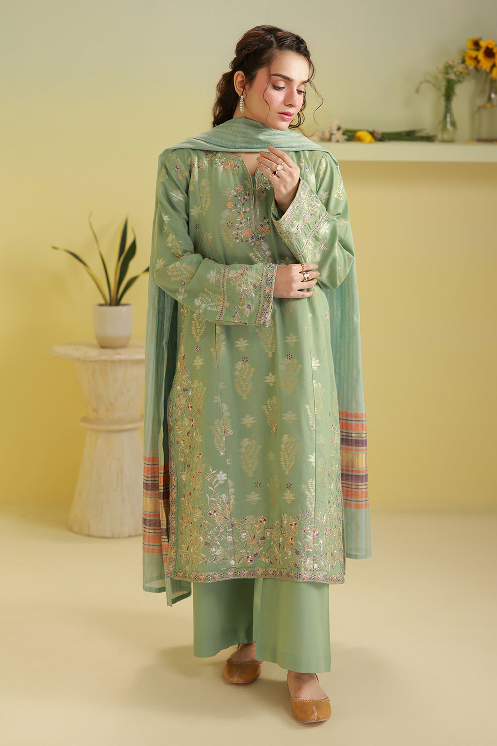 Embroidered Kurta Dupatta Trouser - 2525