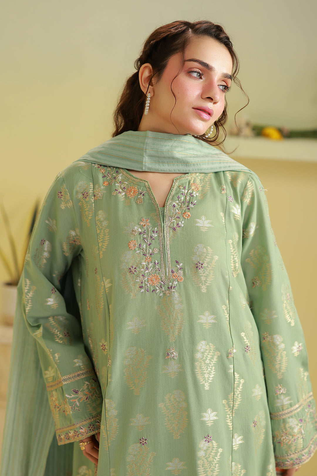 Embroidered Kurta Dupatta Trouser - 2525