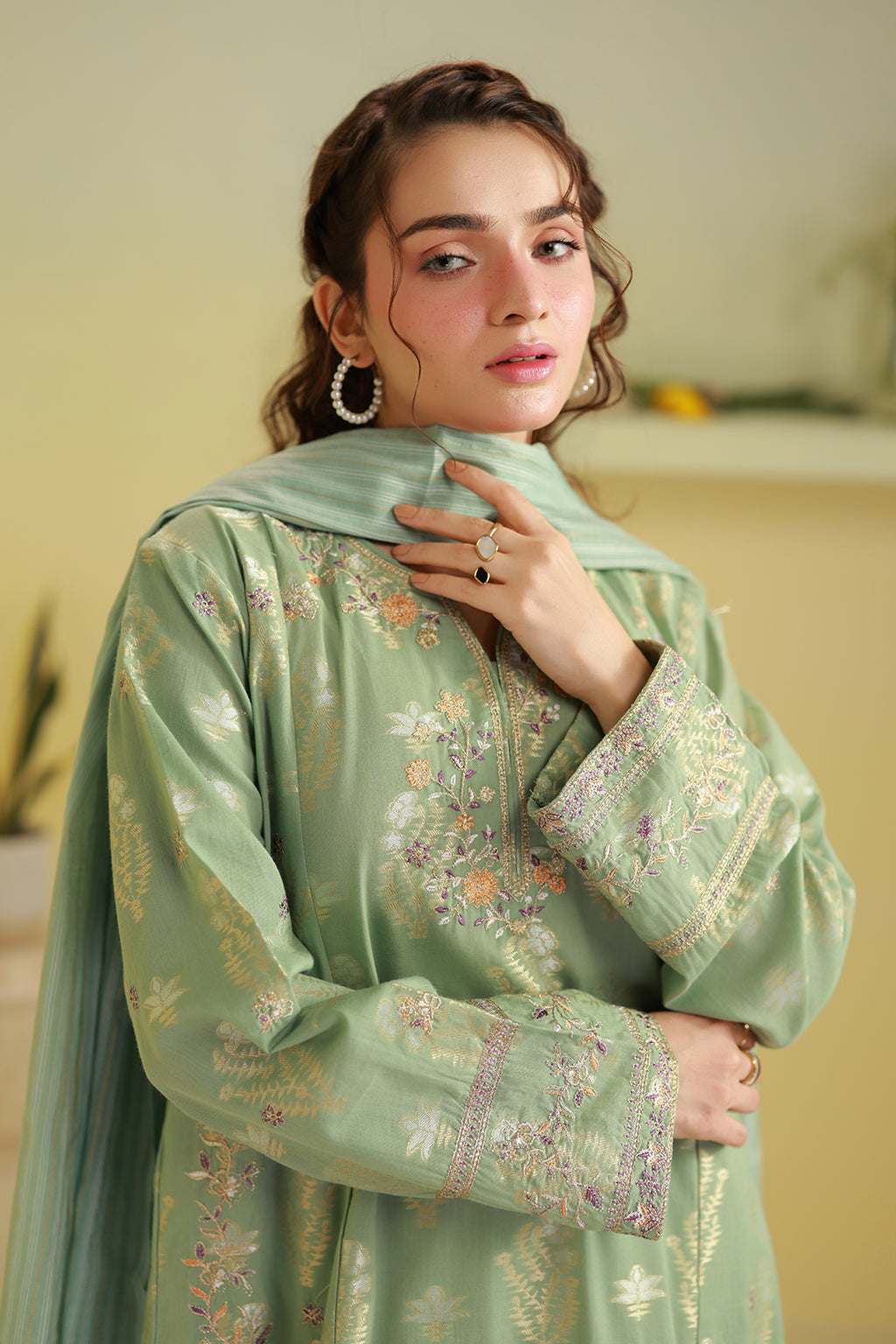 Embroidered Kurta Dupatta Trouser - 2525