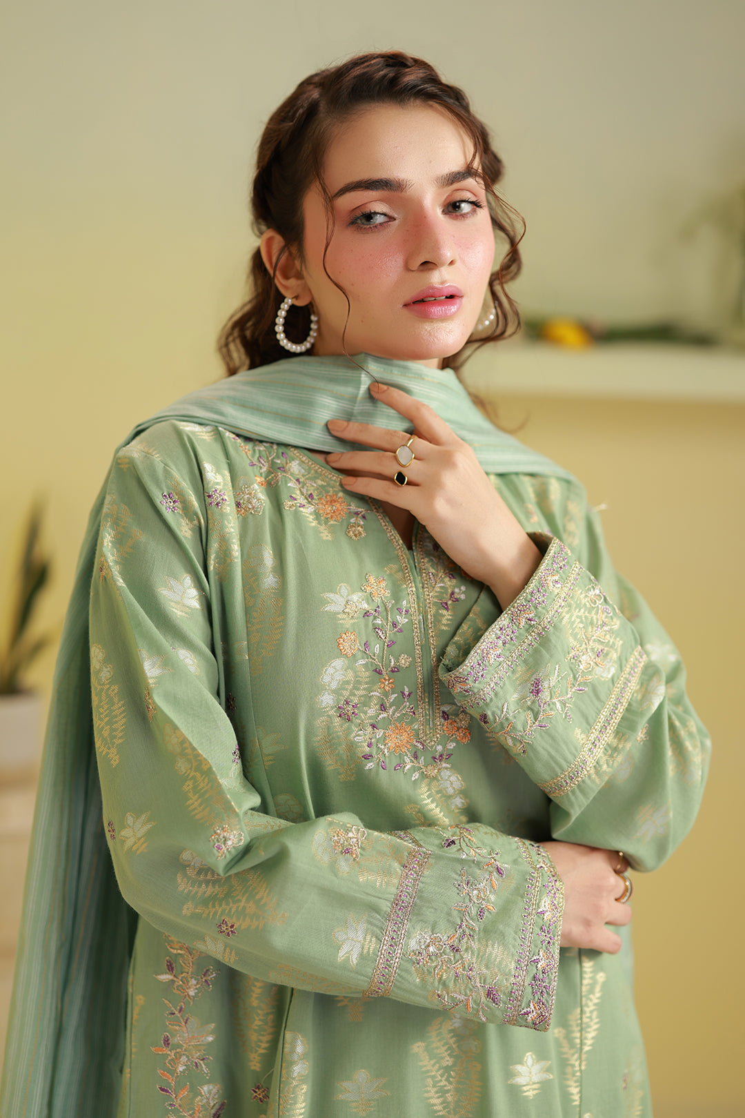 Embroidered Kurta Dupatta Trouser - 2525