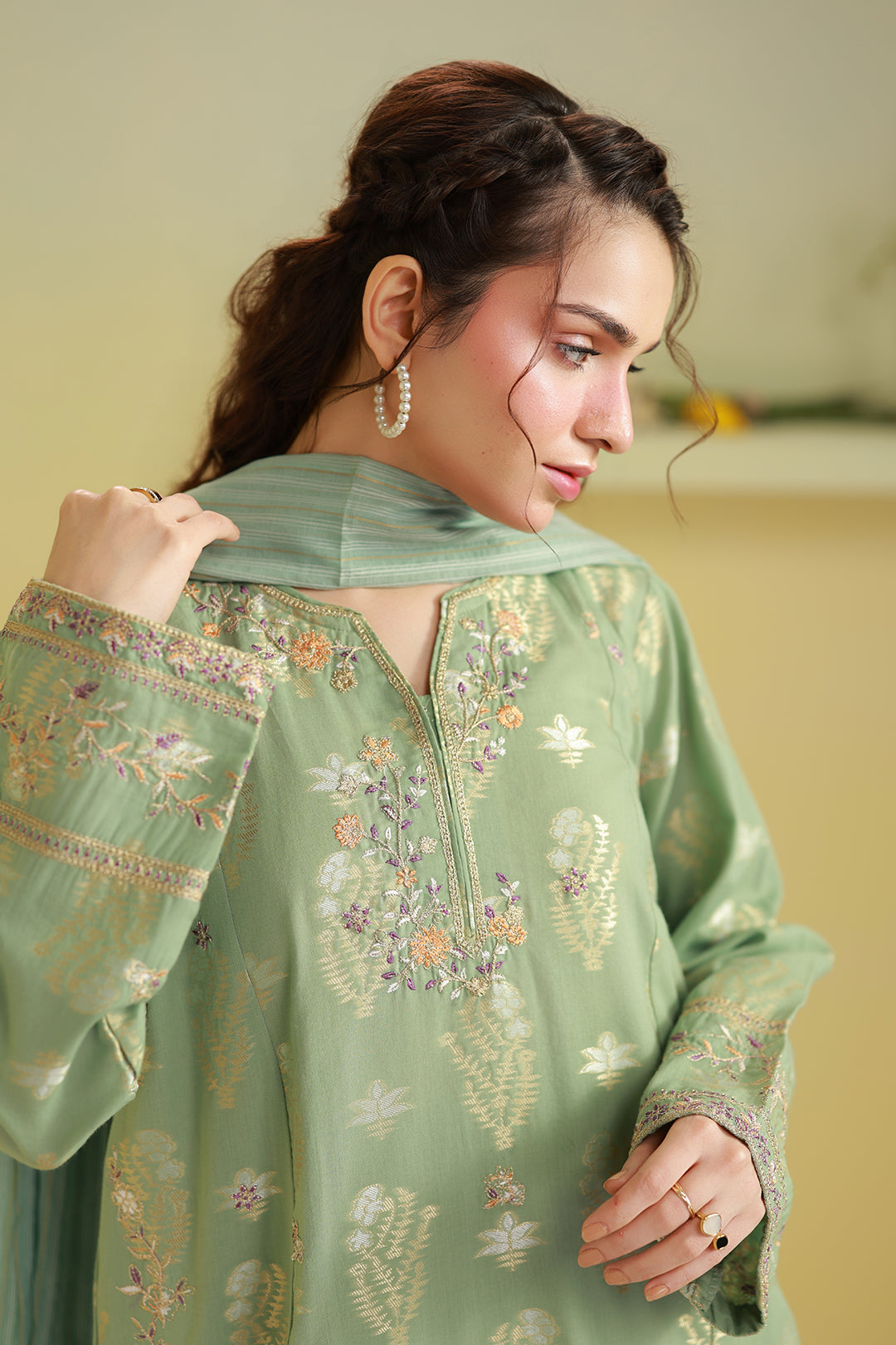 Embroidered Kurta Dupatta Trouser - 2525
