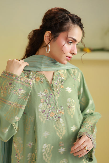 Embroidered Kurta Dupatta Trouser - 2525