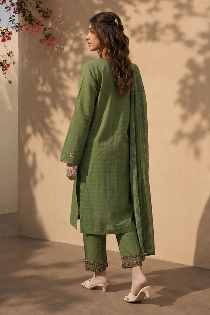 Embroidered Kurta Shawl Trouser - 2532
