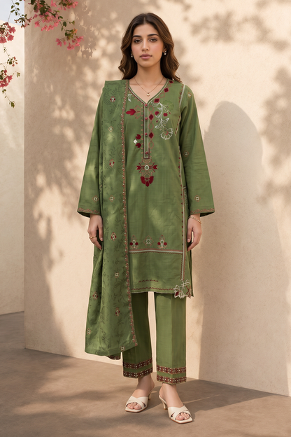 Embroidered Kurta Shawl Trouser - 2532