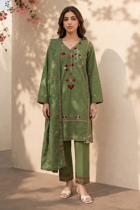Embroidered Kurta Shawl Trouser - 2532