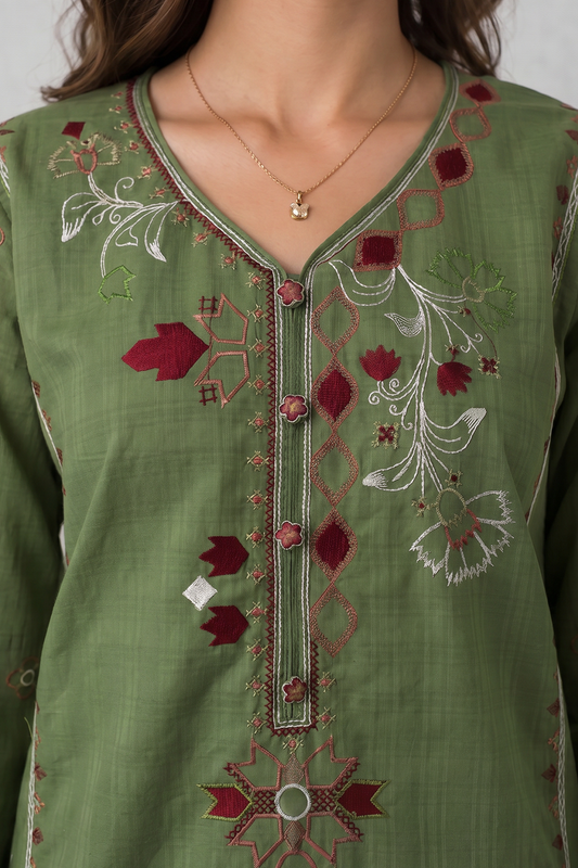 Embroidered Kurta Shawl Trouser - 2532