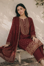 Embroidered Kurta Dupatta Trouser - 2535