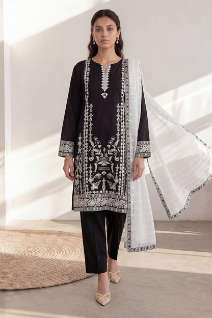 Embroidered Kurta Dupatta Trouser - 2553