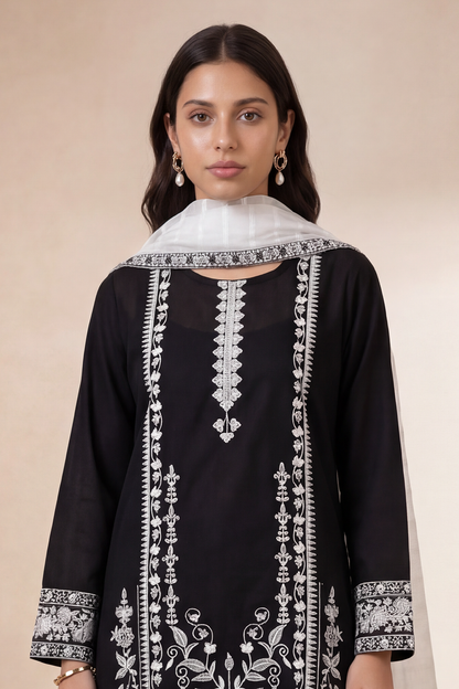 Embroidered Kurta Dupatta Trouser - 2553