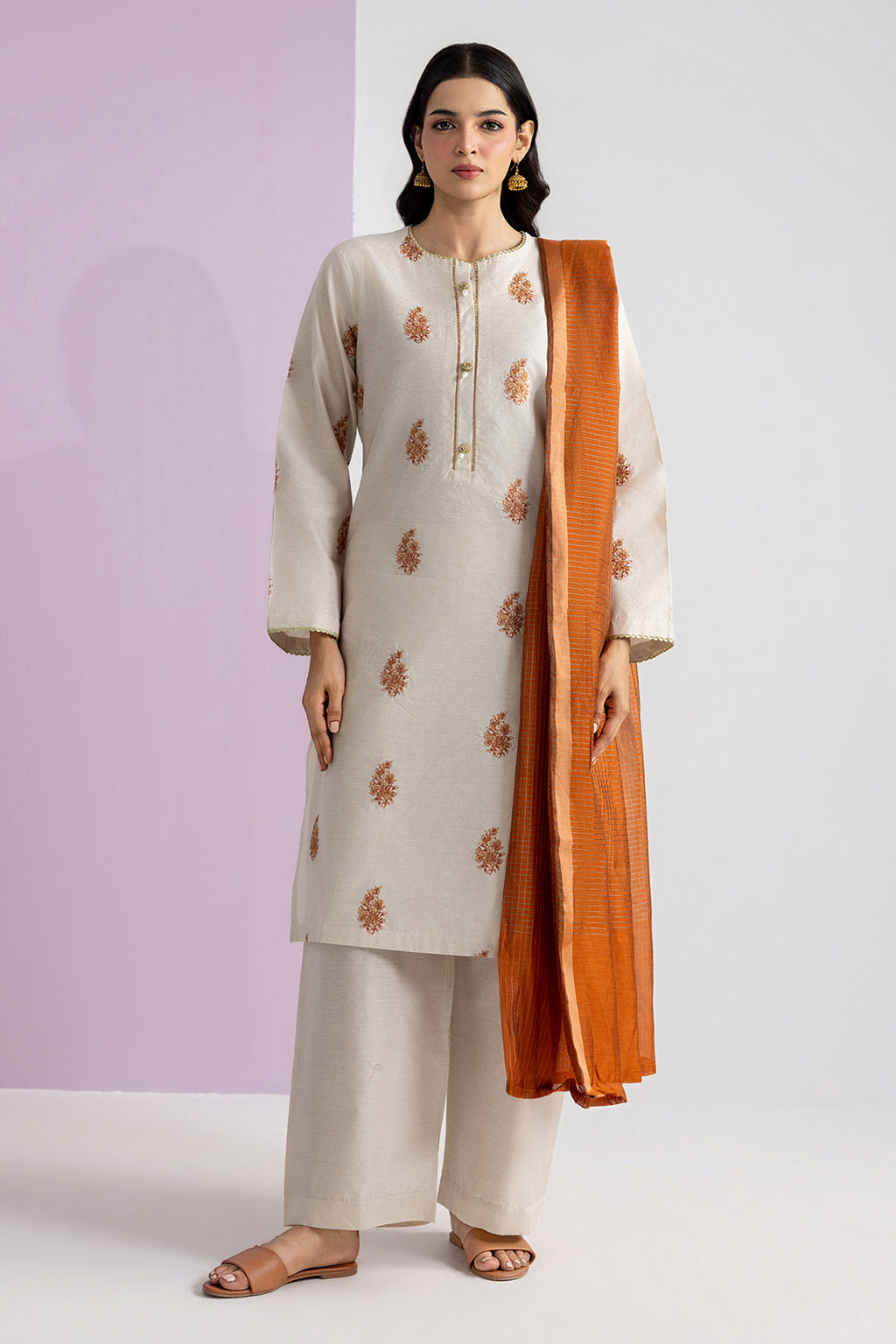 Embroidered Kurta Dupatta Trouser - 2554
