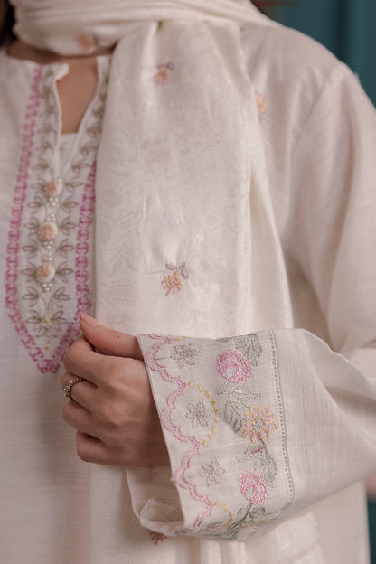 Embroidered Kurta Shawl Trouser - 2555
