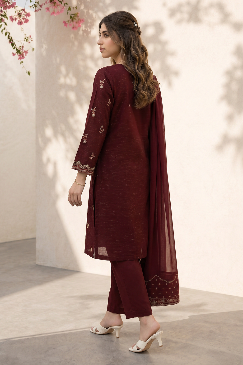 Embroidered Kurta Dupatta Trouser - 2557