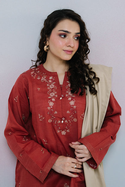 Embroidered Kurta Dupatta Trouser - 2558