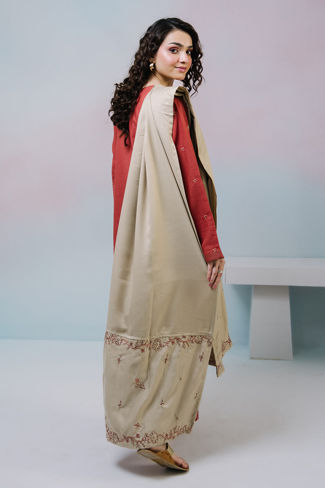 Embroidered Kurta Dupatta Trouser - 2558