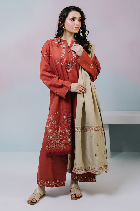 Embroidered Kurta Dupatta Trouser - 2558