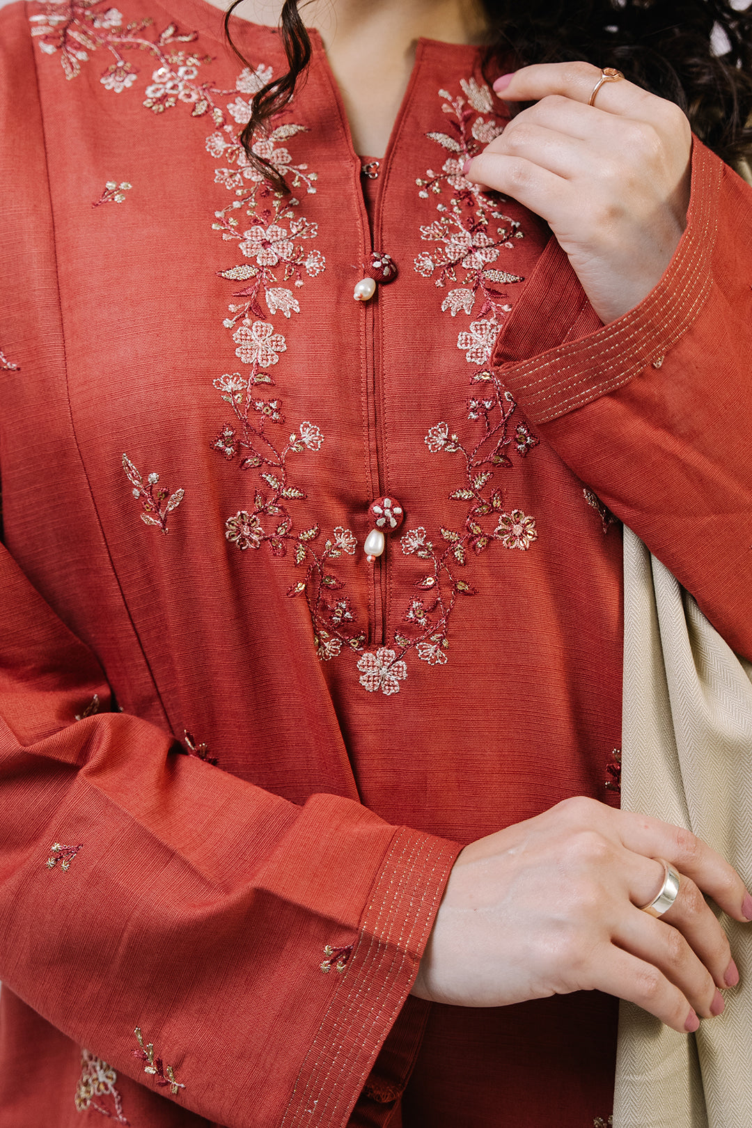 Embroidered Kurta Dupatta Trouser - 2558