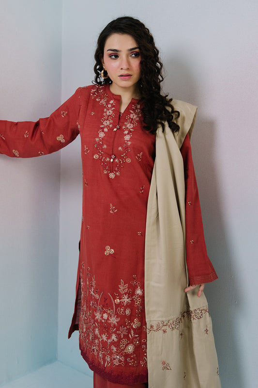 Embroidered Kurta Dupatta Trouser - 2558
