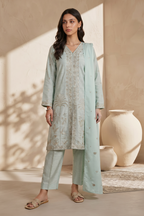 Embroidered Kurta Dupatta Trouser - 2559