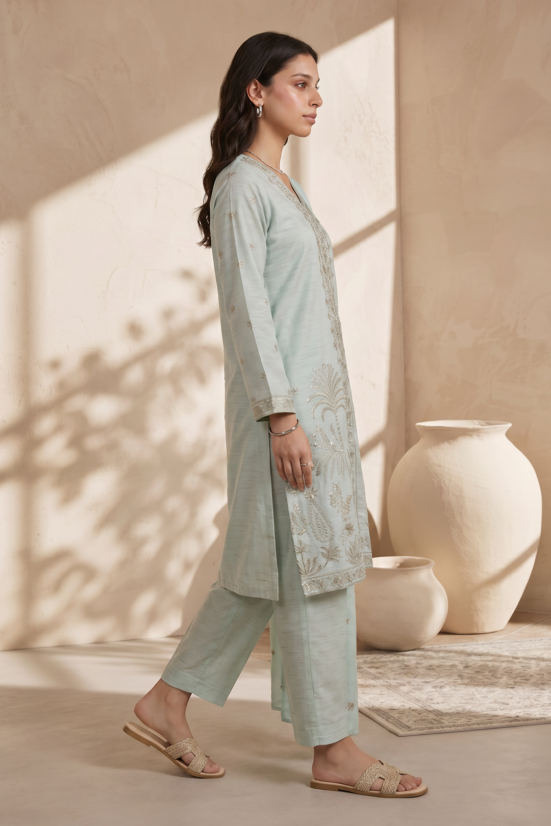 Embroidered Kurta Dupatta Trouser - 2559