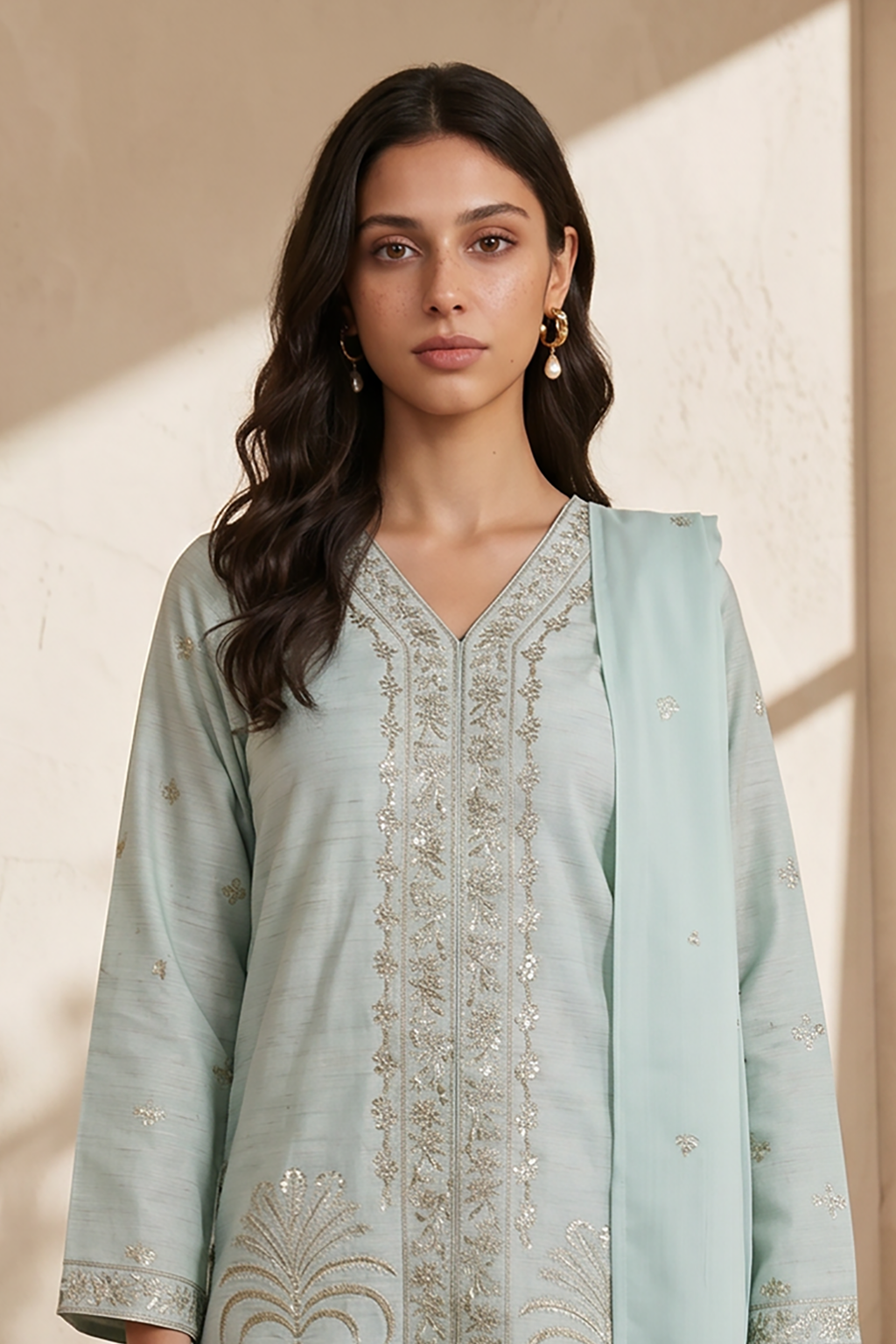 Embroidered Kurta Dupatta Trouser - 2559