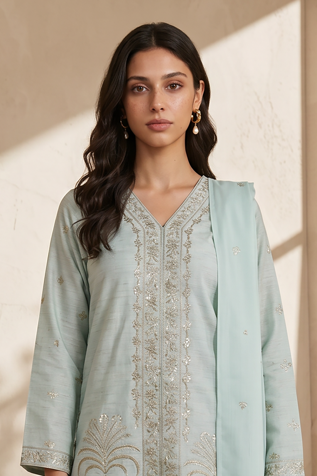 Embroidered Kurta Dupatta Trouser - 2559