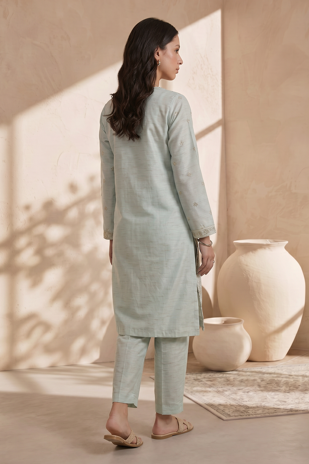 Embroidered Kurta Dupatta Trouser - 2559
