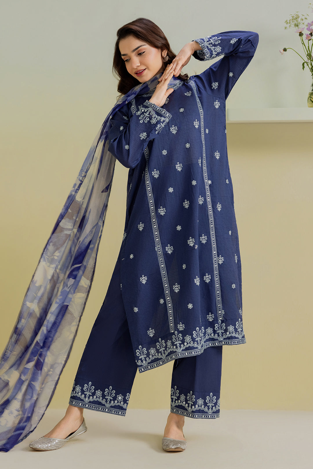 Embroidered Kurta Dupatta Trouser - 2560