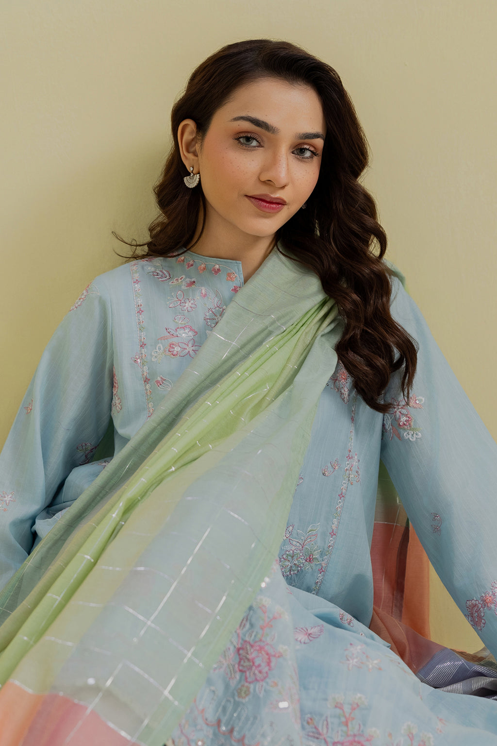 Embroidered Kurta Dupatta Trouser - 2563