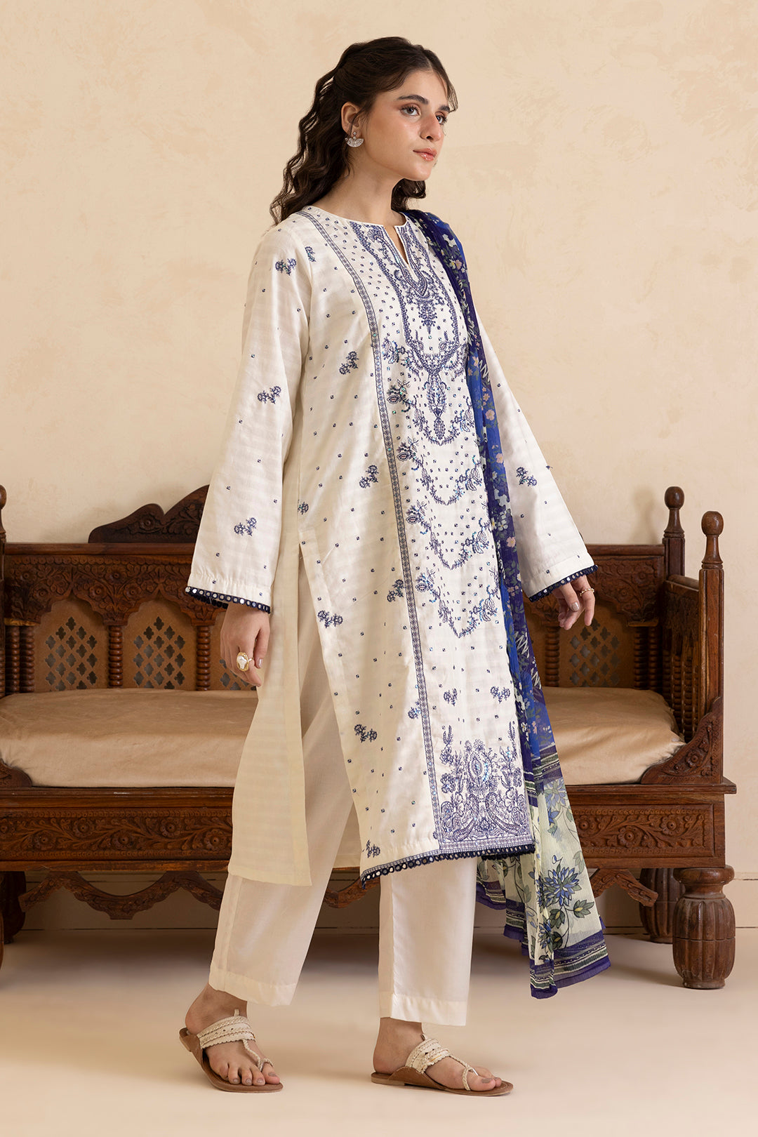 Embroidered Kurta Dupatta Trouser - 2567