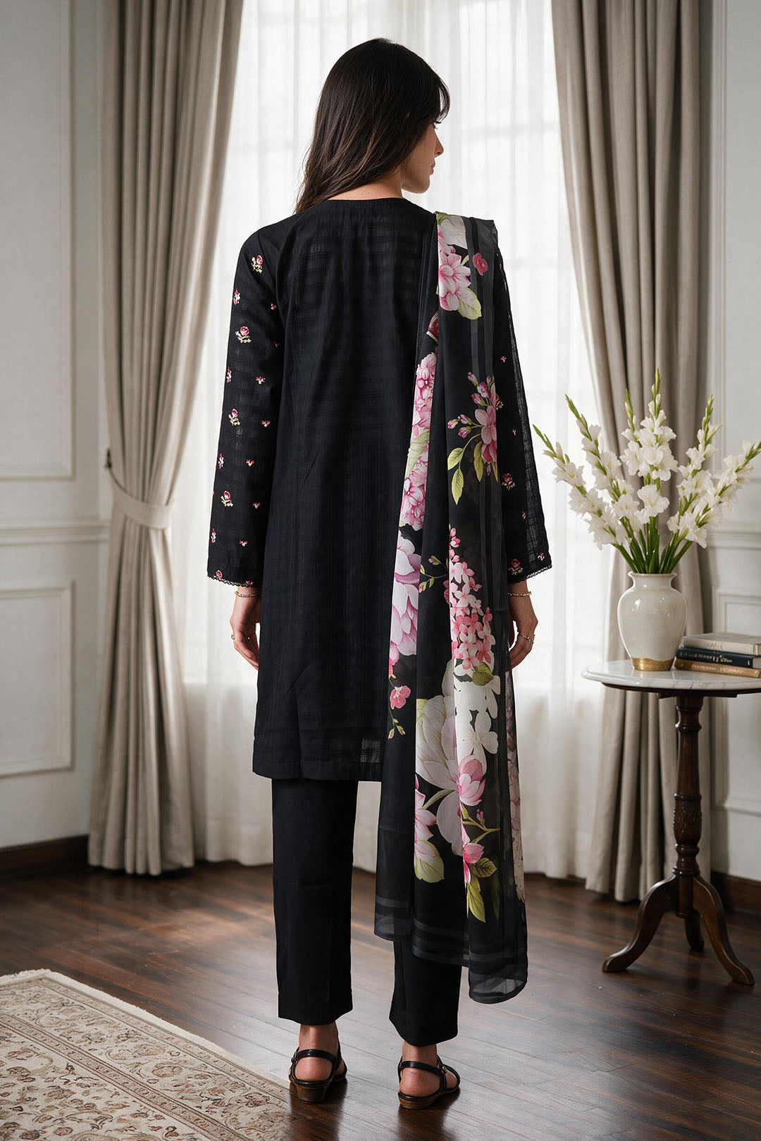 Embroidered Kurta Dupatta Trouser - 2568