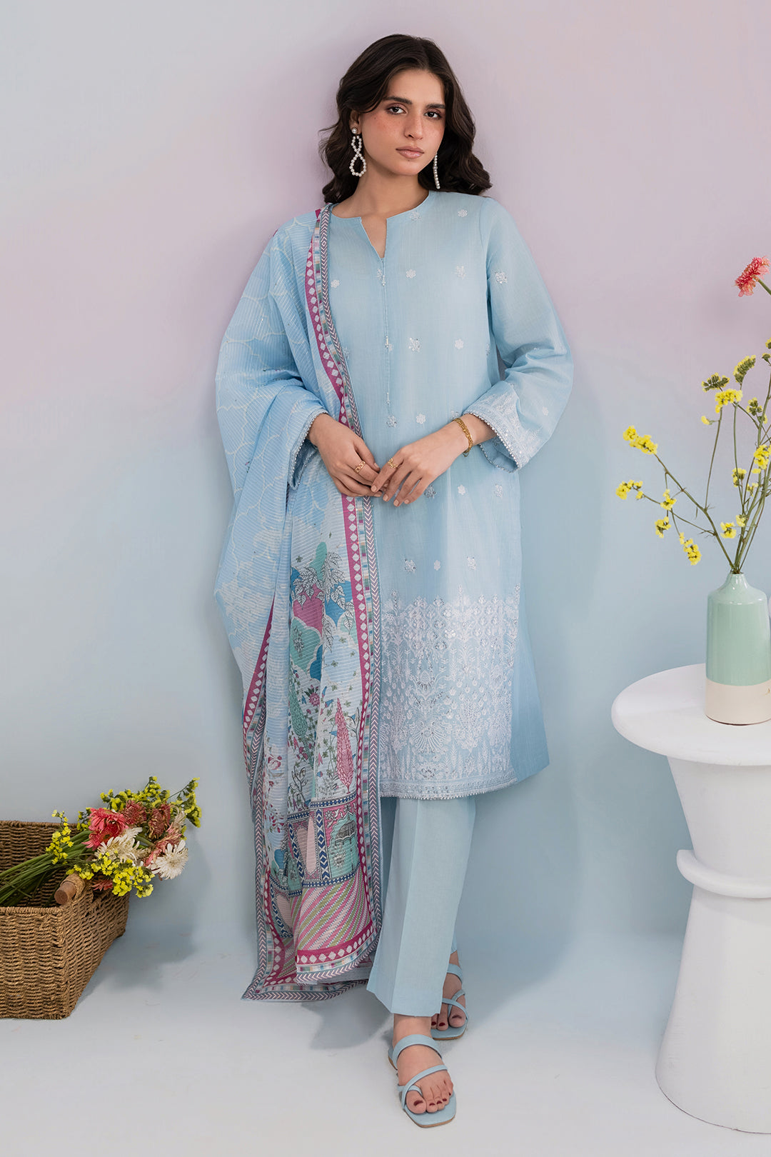 Embroidered Kurta Dupatta Trouser - 2577