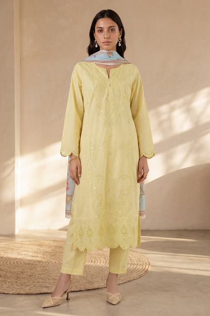 Embroidered Kurta Dupatta Trouser - 2578