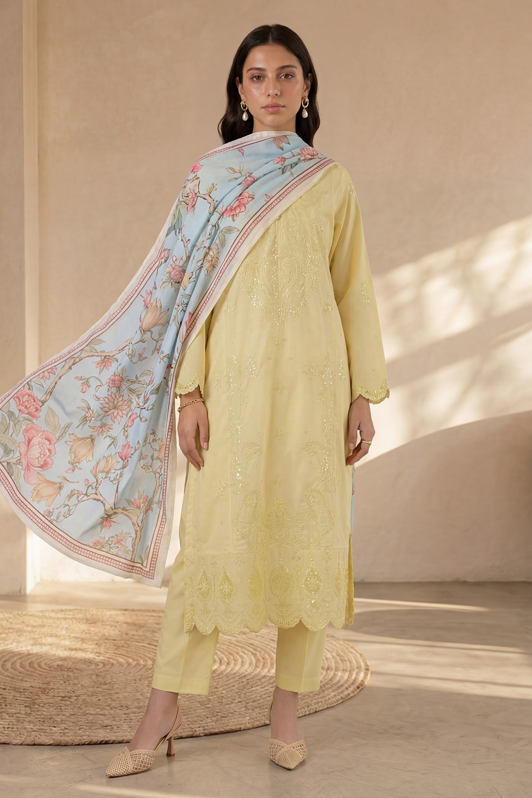 Embroidered Kurta Dupatta Trouser - 2578