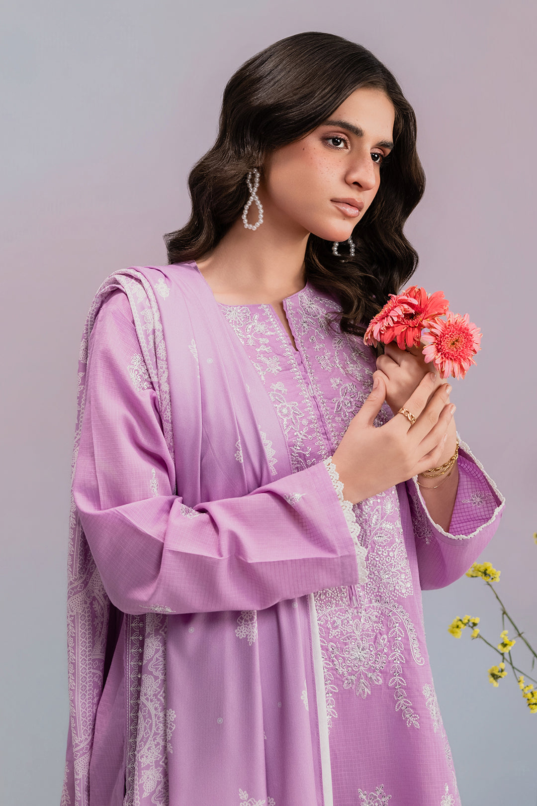 Embroidered Kurta Dupatta Trouser - 2579