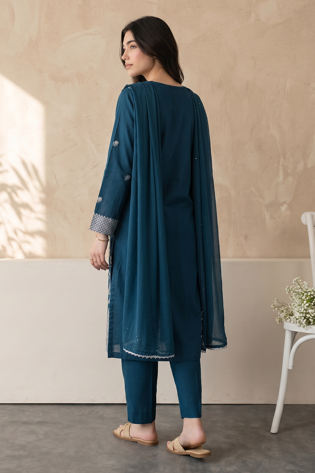 Embroidered Kurta Dupatta Trouser - 2580