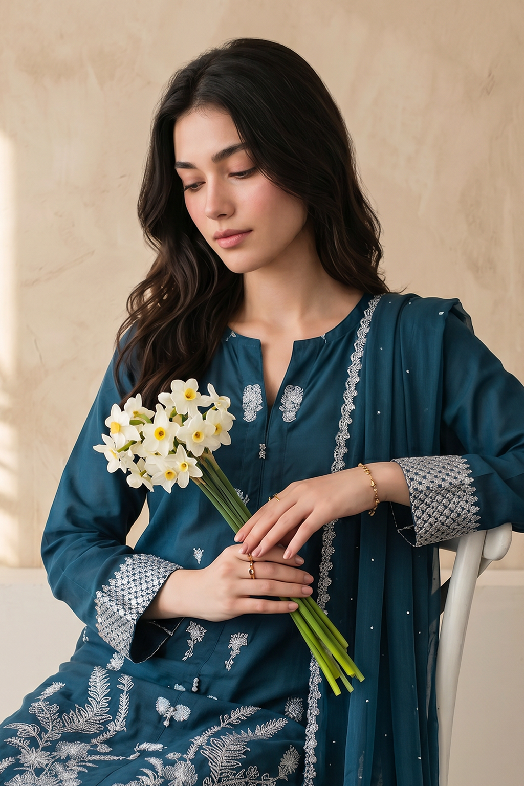 Embroidered Kurta Dupatta Trouser - 2580