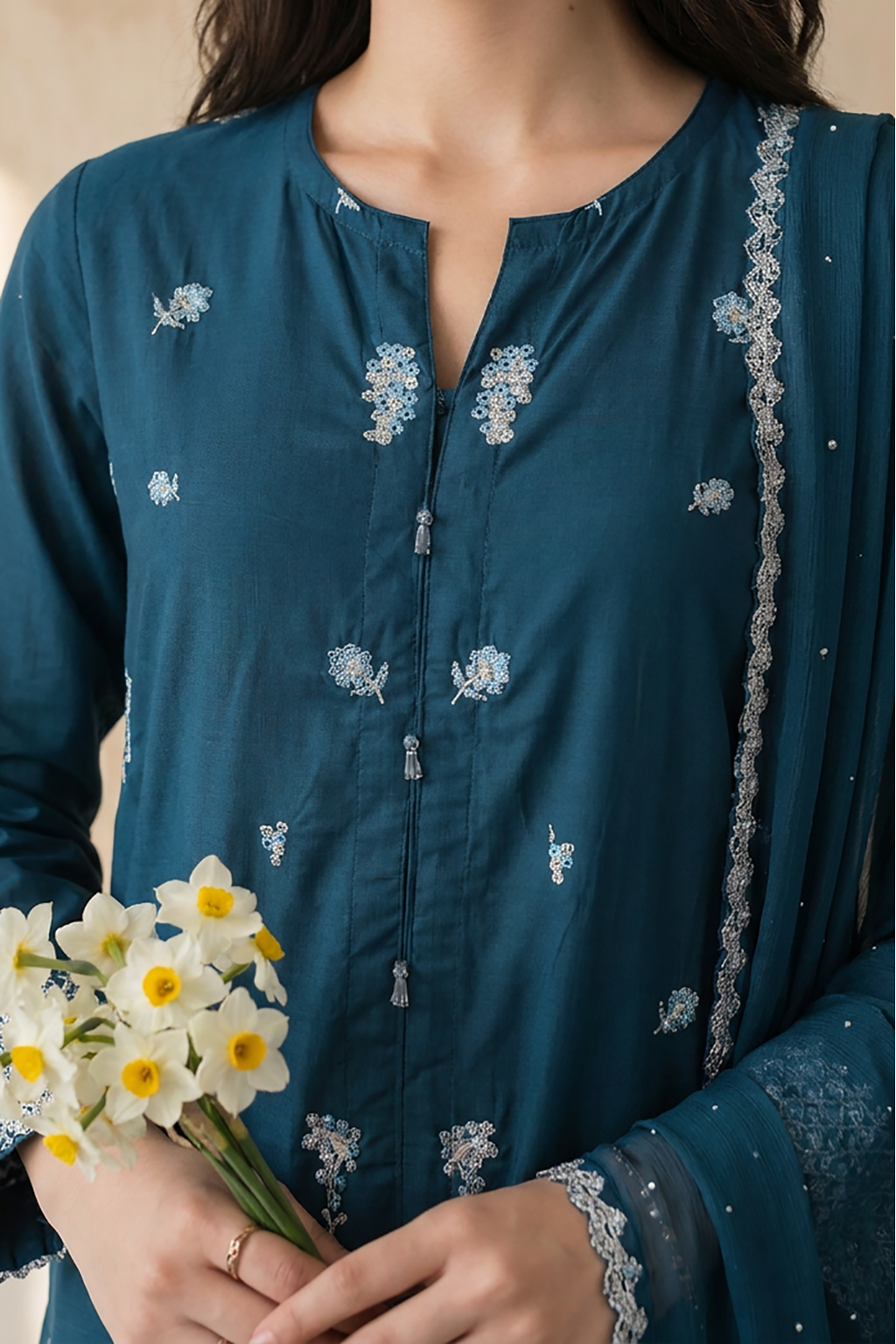 Embroidered Kurta Dupatta Trouser - 2580