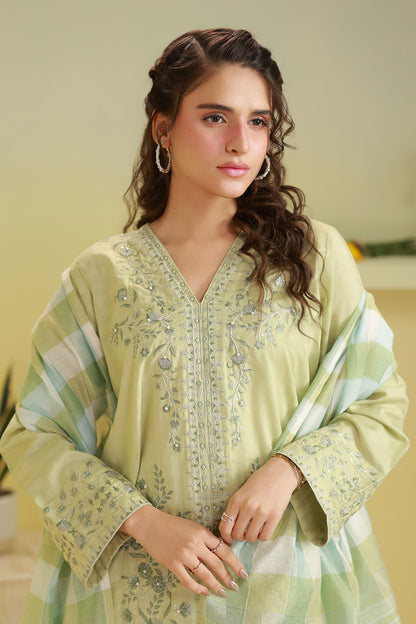 Embroidered Kurta Dupatta Trouser - 2584