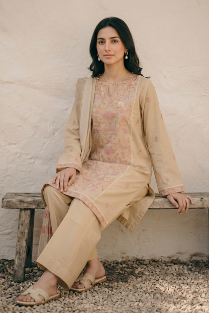 Embroidered Kurta Dupatta Trouser - 2588