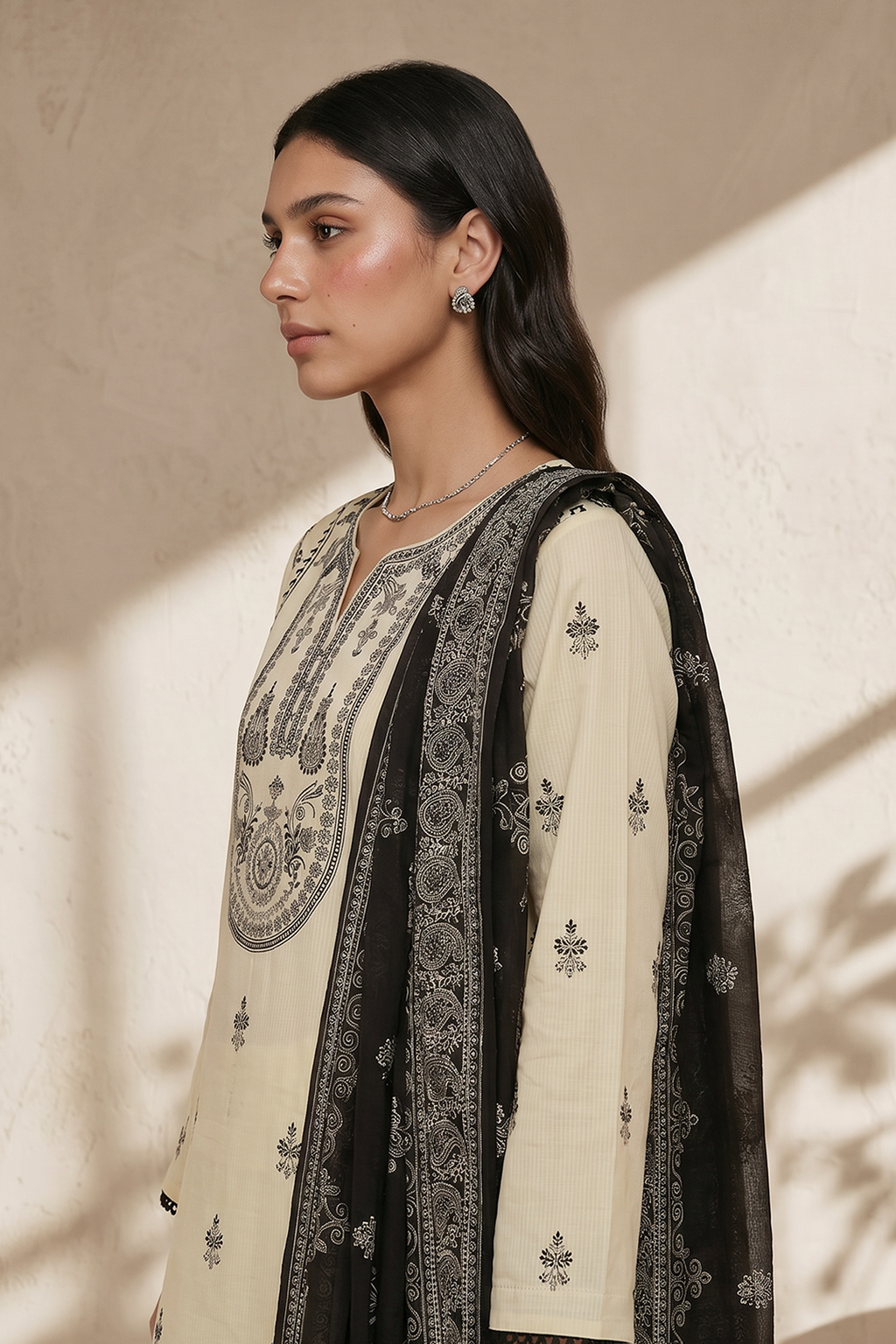 Embroidered Kurta Dupatta Trouser - 2597