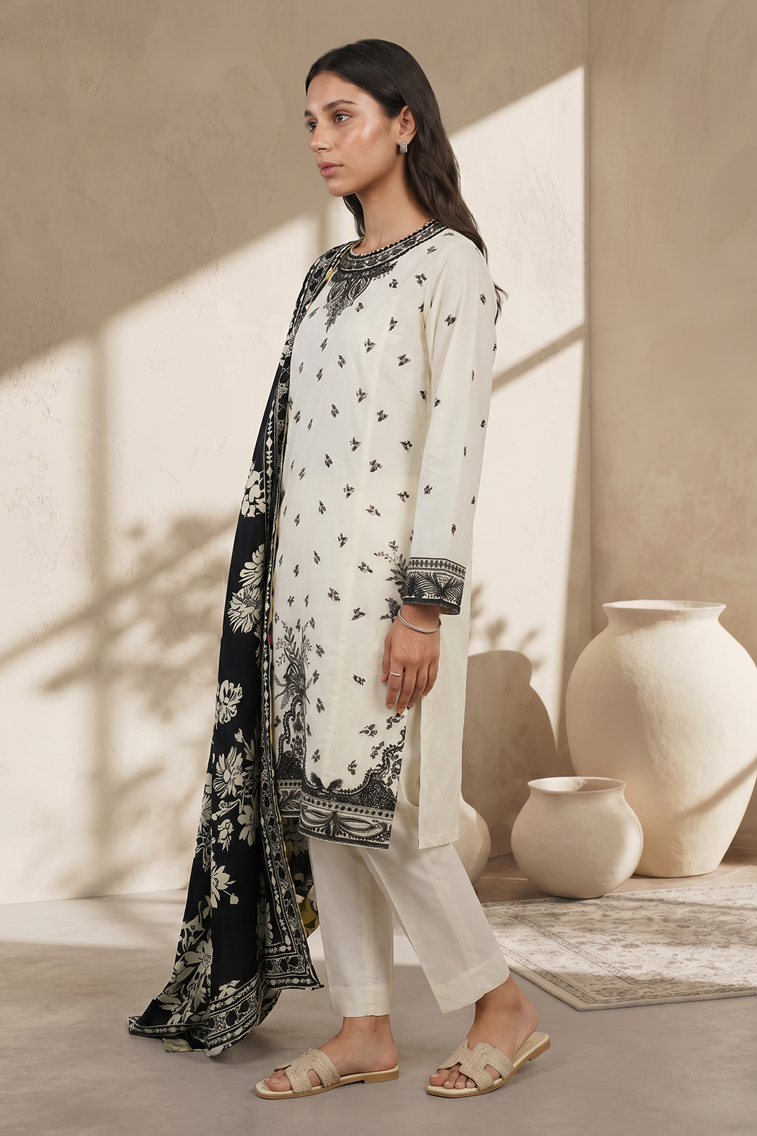 Embroidered Kurta Dupatta Trouser - 2598