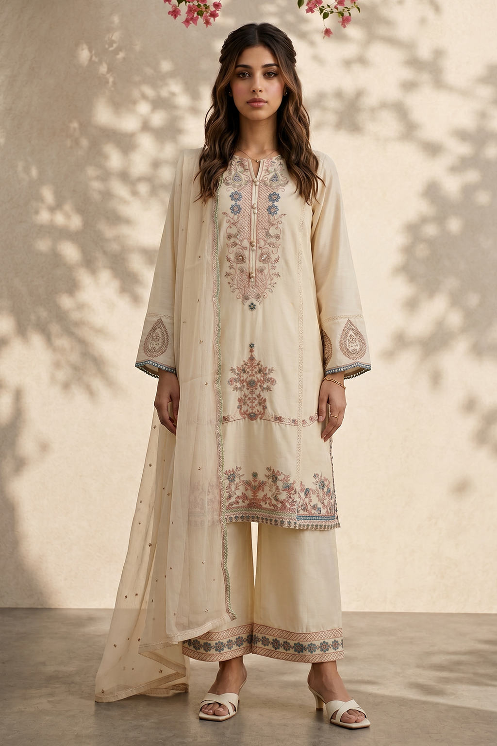 Embroidered Kurta Dupatta Trouser - 2602