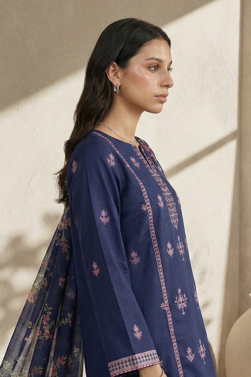 Embroidered Kurta Dupatta Trouser - 2605