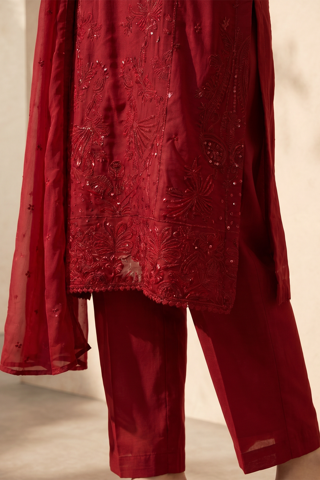 Embroidered Kurta Dupatta Trouser - 2607