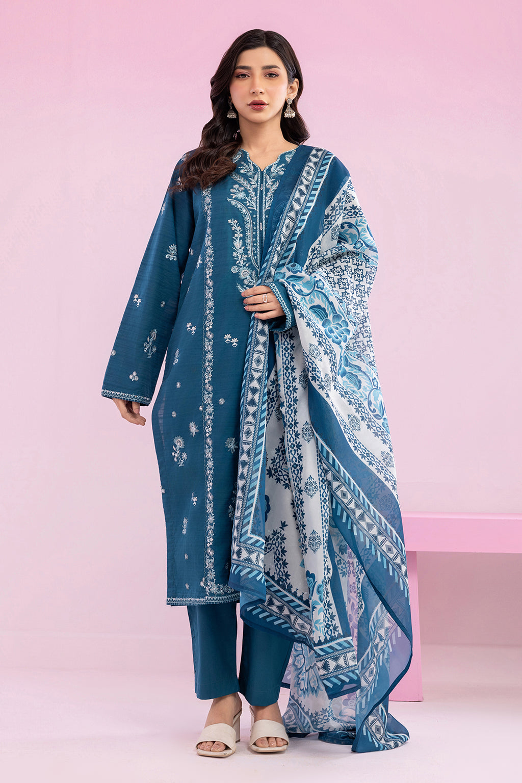 Embroidered Kurta Dupatta Trouser - 2608