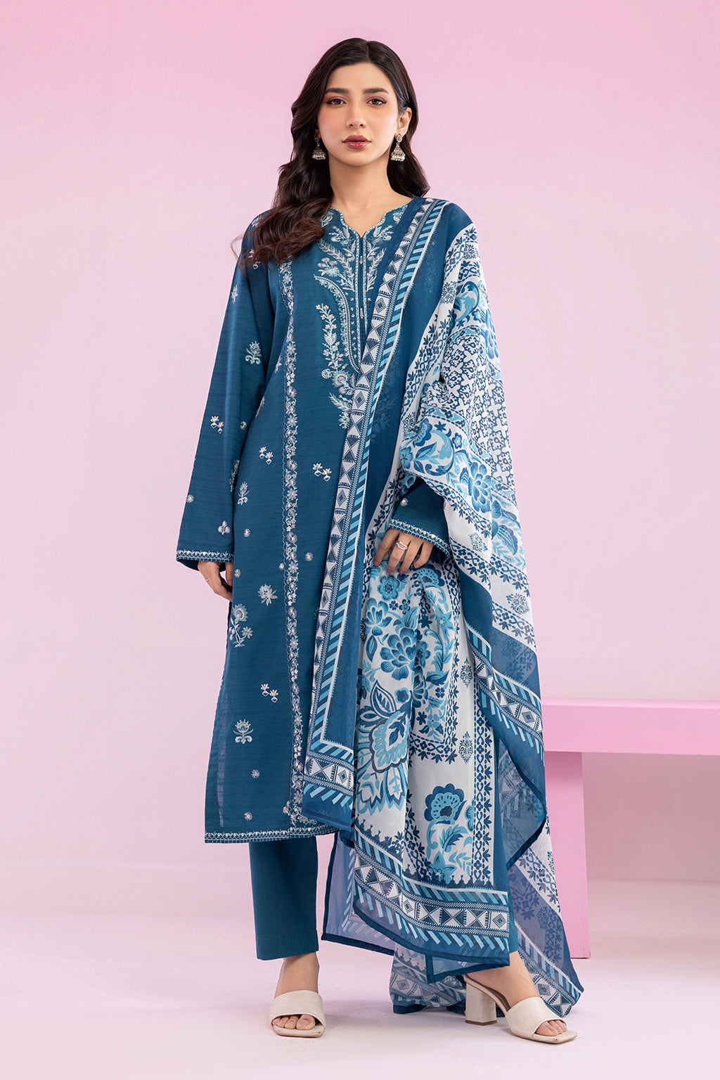 Embroidered Kurta Dupatta Trouser - 2608