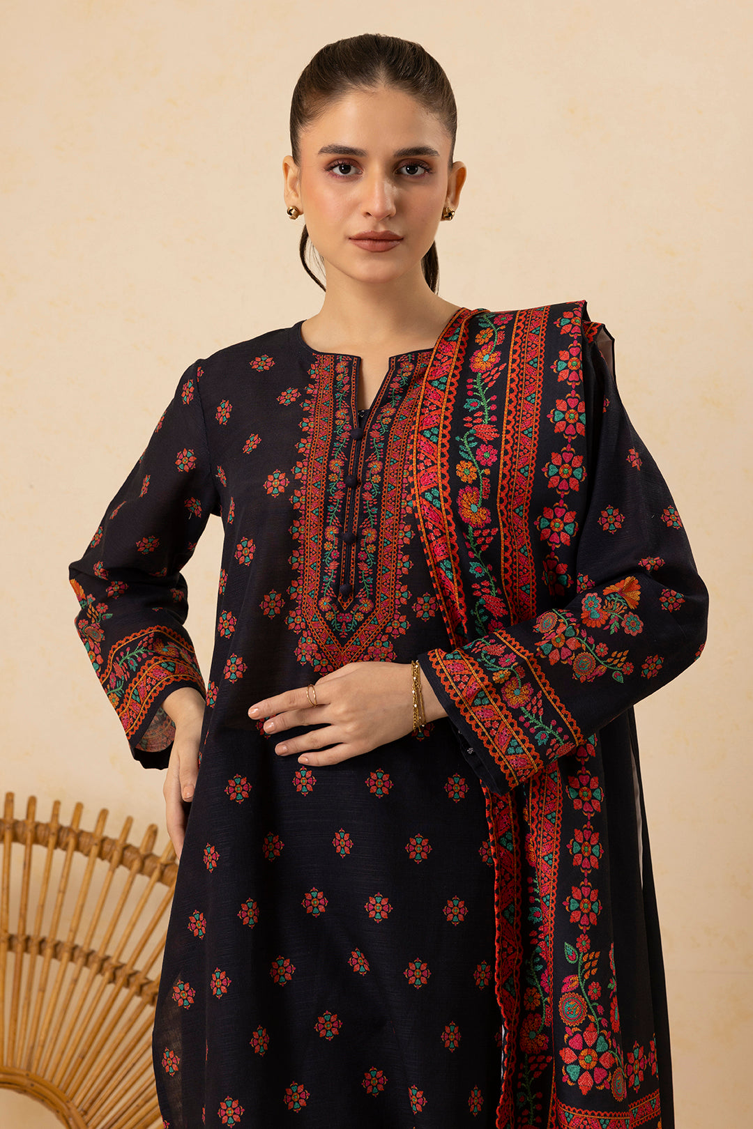 Embroidered Kurta Dupatta Trouser - 2696