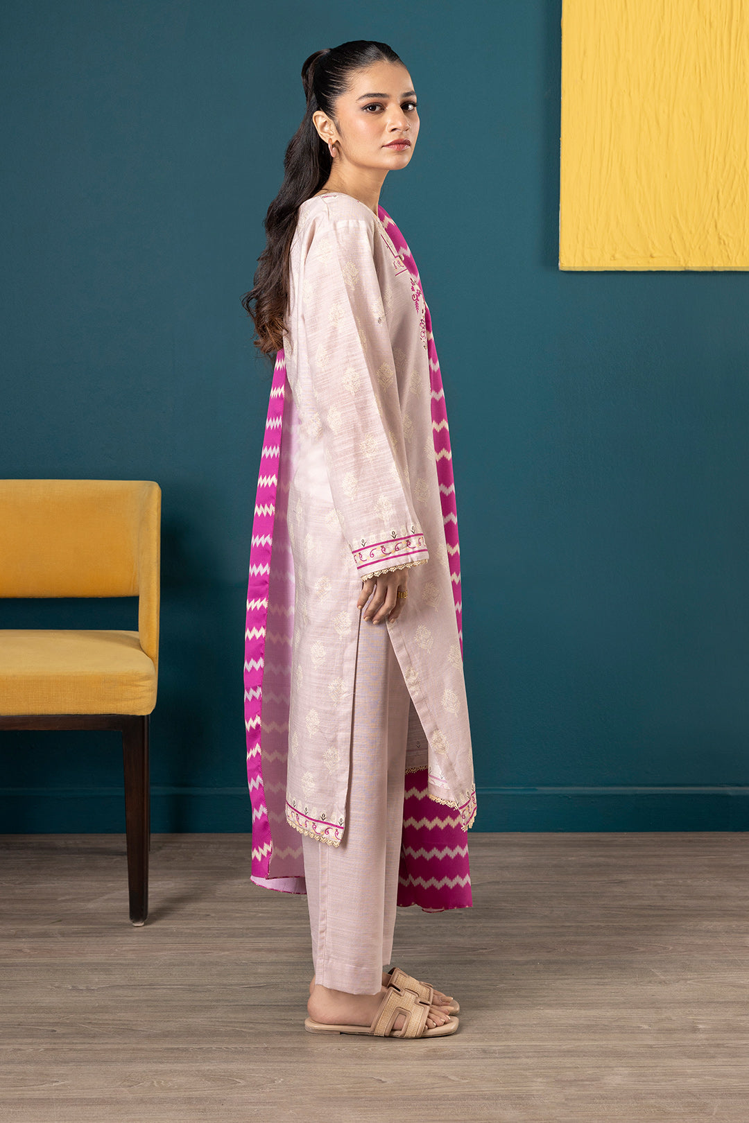 Embroidered Kurta Shawl Trouser - 2706